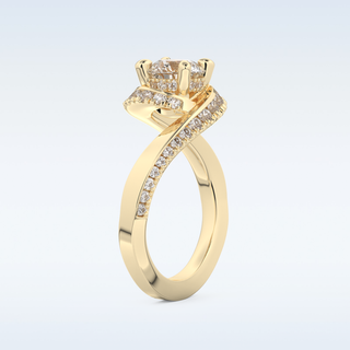 1.03 CT Swirl and Pave Engagement Ring Featuring Round Moissanite