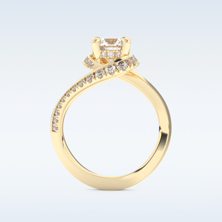 1.03 CT Swirl and Pave Engagement Ring Featuring Round Moissanite