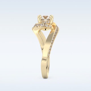1.03 CT Swirl and Pave Engagement Ring Featuring Round Moissanite