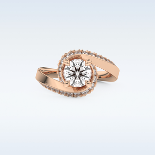 1.03 CT Swirl and Pave Engagement Ring Featuring Round Moissanite