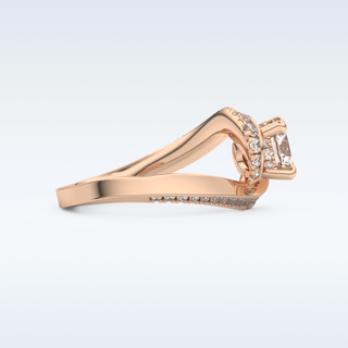 1.03 CT Swirl and Pave Engagement Ring Featuring Round Moissanite