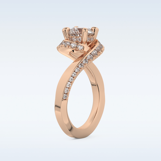 1.03 CT Swirl and Pave Engagement Ring Featuring Round Moissanite