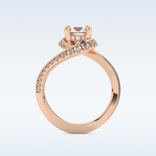 1.03 CT Swirl and Pave Engagement Ring Featuring Round Moissanite