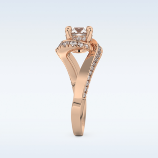1.03 CT Swirl and Pave Engagement Ring Featuring Round Moissanite