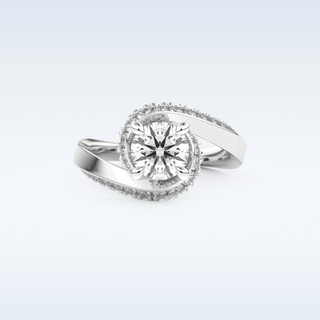 1.03 CT Swirl and Pave Engagement Ring Featuring Round Moissanite