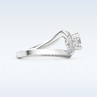 1.03 CT Swirl and Pave Engagement Ring Featuring Round Moissanite