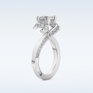 1.03 CT Swirl and Pave Engagement Ring Featuring Round Moissanite