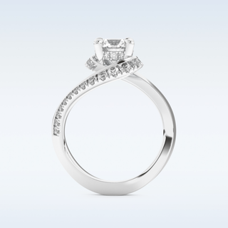 1.03 CT Swirl and Pave Engagement Ring Featuring Round Moissanite