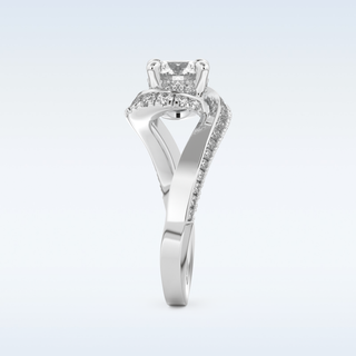 1.03 CT Swirl and Pave Engagement Ring Featuring Round Moissanite