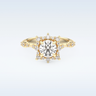 1.03 CT Cluster Engagement Ring Featuring Round Moissanite