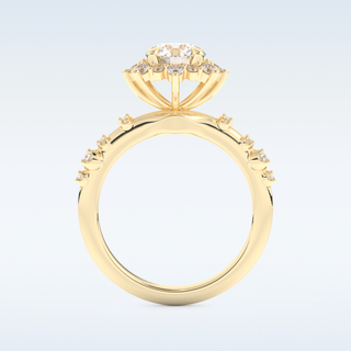 1.03 CT Cluster Engagement Ring Featuring Round Moissanite