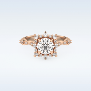 1.03 CT Cluster Engagement Ring Featuring Round Moissanite