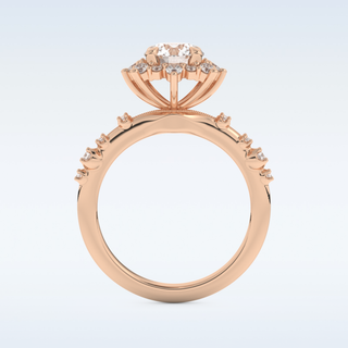 1.03 CT Cluster Engagement Ring Featuring Round Moissanite
