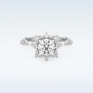 1.03 CT Cluster Engagement Ring Featuring Round Moissanite