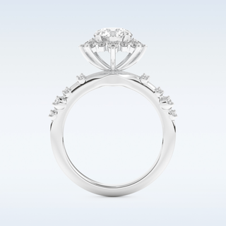 1.03 CT Cluster Engagement Ring Featuring Round Moissanite