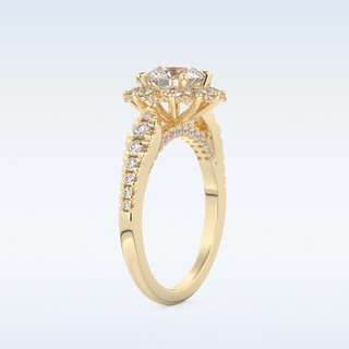 1.03 CT Cluster Engagement Ring Featuring Round Moissanite