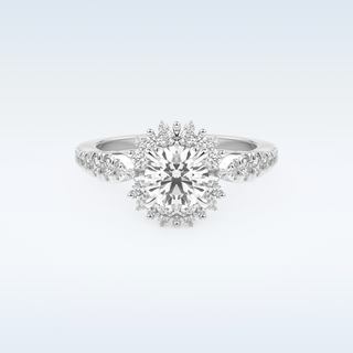 1.03 CT Cluster Engagement Ring Featuring Round Moissanite