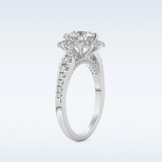 1.03 CT Cluster Engagement Ring Featuring Round Moissanite
