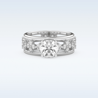 1 CT Pave Engagement Ring Featuring Round Moissanite
