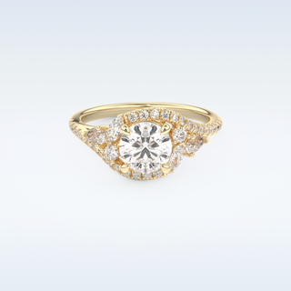 1 CT Cluster Engagement Ring Featuring Round Moissanite