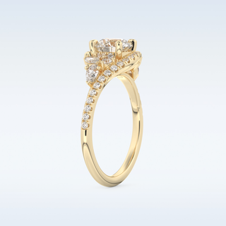 1 CT Cluster Engagement Ring Featuring Round Moissanite