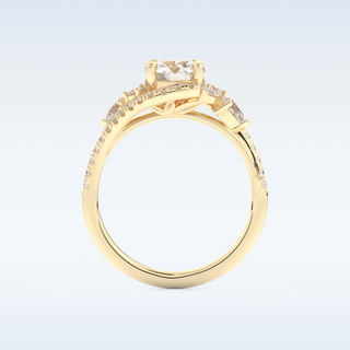 1 CT Cluster Engagement Ring Featuring Round Moissanite