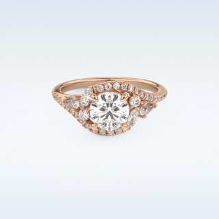 1 CT Cluster Engagement Ring Featuring Round Moissanite