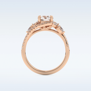 1 CT Cluster Engagement Ring Featuring Round Moissanite