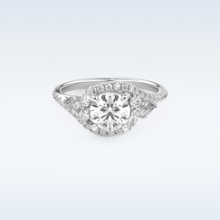1 CT Cluster Engagement Ring Featuring Round Moissanite