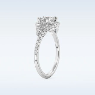 1 CT Cluster Engagement Ring Featuring Round Moissanite
