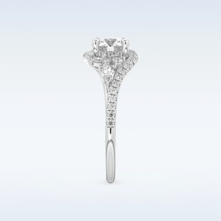 1 CT Cluster Engagement Ring Featuring Round Moissanite
