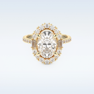 2.39 CT Cluster Engagement Ring Featuring Oval Moissanite