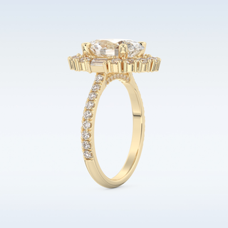 2.39 CT Cluster Engagement Ring Featuring Oval Moissanite
