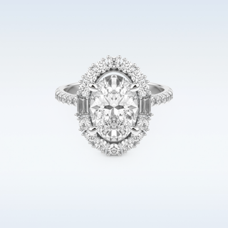 2.39 CT Cluster Engagement Ring Featuring Oval Moissanite