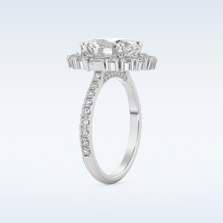 2.39 CT Cluster Engagement Ring Featuring Oval Moissanite