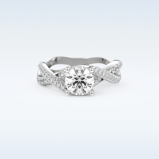 1 CT Pave Engagement Ring Featuring Round Moissanite