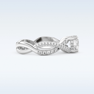 1 CT Pave Engagement Ring Featuring Round Moissanite