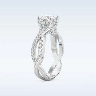 1 CT Pave Engagement Ring Featuring Round Moissanite