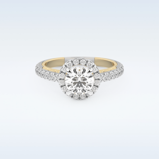 1.01 CT Halo and Pave Engagement Ring Featuring Round Moissanite