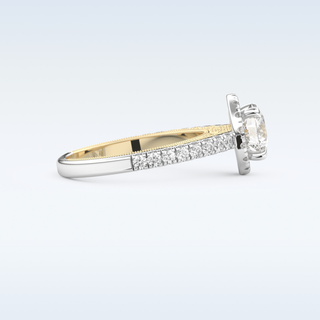 1.01 CT Halo and Pave Engagement Ring Featuring Round Moissanite