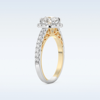 1.01 CT Halo and Pave Engagement Ring Featuring Round Moissanite