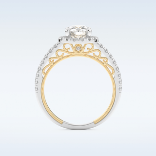1.01 CT Halo and Pave Engagement Ring Featuring Round Moissanite