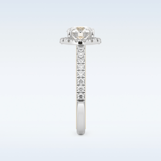 1.01 CT Halo and Pave Engagement Ring Featuring Round Moissanite