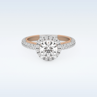 1.01 CT Halo and Pave Engagement Ring Featuring Round Moissanite