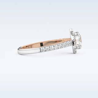 1.01 CT Halo and Pave Engagement Ring Featuring Round Moissanite