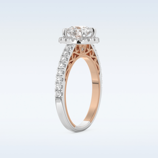 1.01 CT Halo and Pave Engagement Ring Featuring Round Moissanite