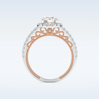 1.01 CT Halo and Pave Engagement Ring Featuring Round Moissanite