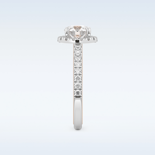 1.01 CT Halo and Pave Engagement Ring Featuring Round Moissanite