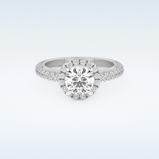 1.01 CT Halo and Pave Engagement Ring Featuring Round Moissanite