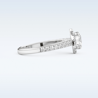1.01 CT Halo and Pave Engagement Ring Featuring Round Moissanite